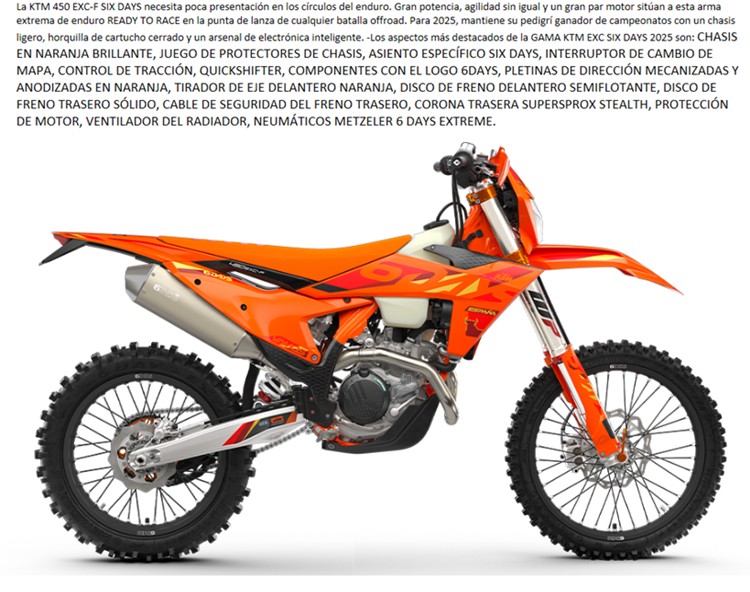 MOTO KTM 450 EXC-F SIX DAYS 2025