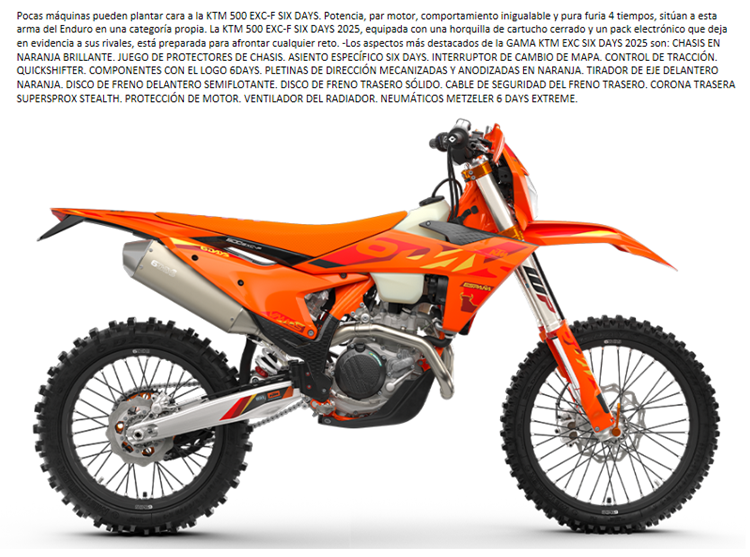 MOTO KTM 500 EXC-F SIX DAYS 2025