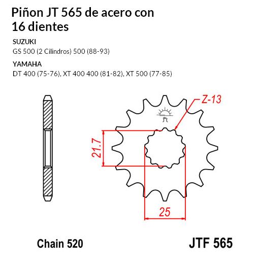 PION JT 565 SUN 32516 16 dientes